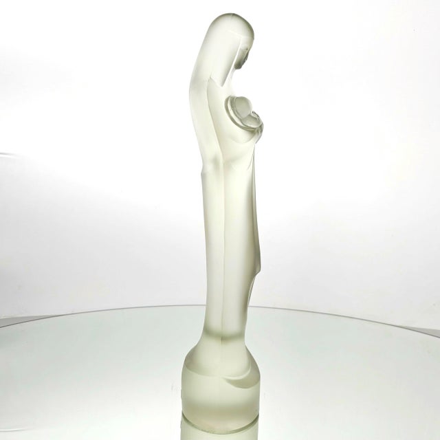 Leer Dam Holland Frosted Glass Madonna & Child Art Deco Figure, 15" For Sale - Image 13 of 13