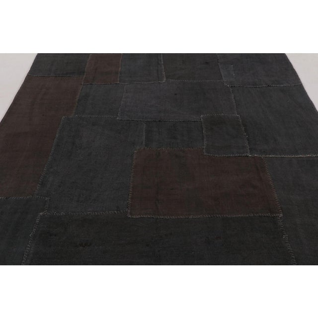 Rug & Kilim Vintage Turkish Patchwork Rug With Black and Brown Patterns - Rug & Kilim For Sale - Image 4 of 9