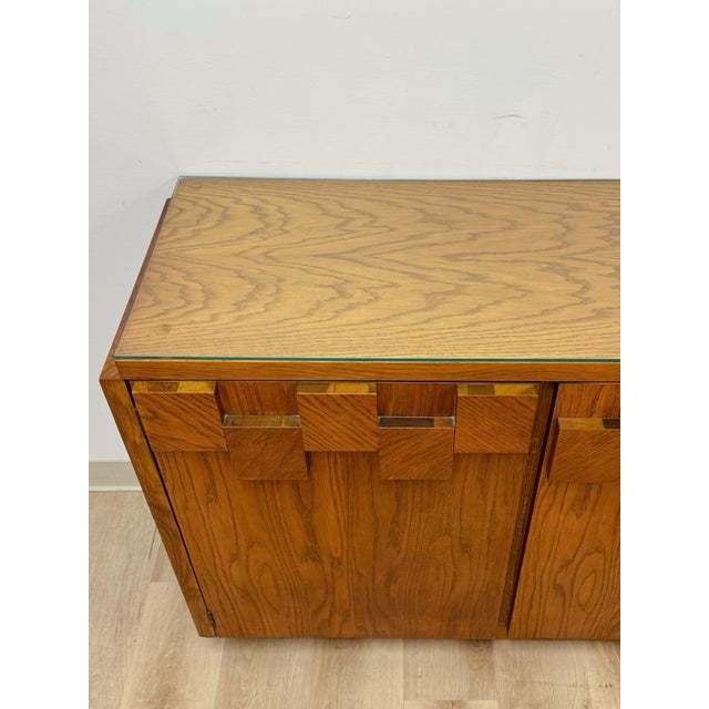Mid 20th Century Vintage Buffet Lane Staccato Brutalist MCM Sideboard Collectible Glass Top For Sale - Image 5 of 17