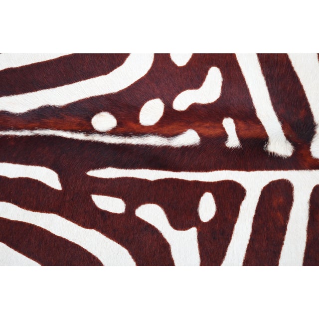 Mid-Century Modern Zebra Hide Ottoman / Coffee Table With Brushed Bronze Legs For Sale - Image 18 of 18