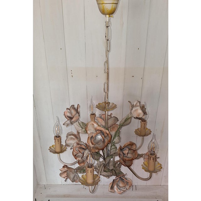 Vintage Five-Light Florentine Chandelier in Metal, 1990s For Sale - Image 4 of 9