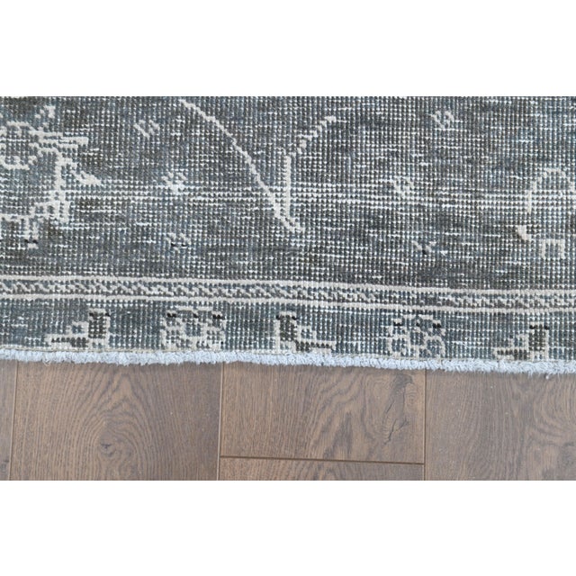 1970s Vintage Persian Handmade Wool Cotton Blue Area Rug For Sale - Image 9 of 11