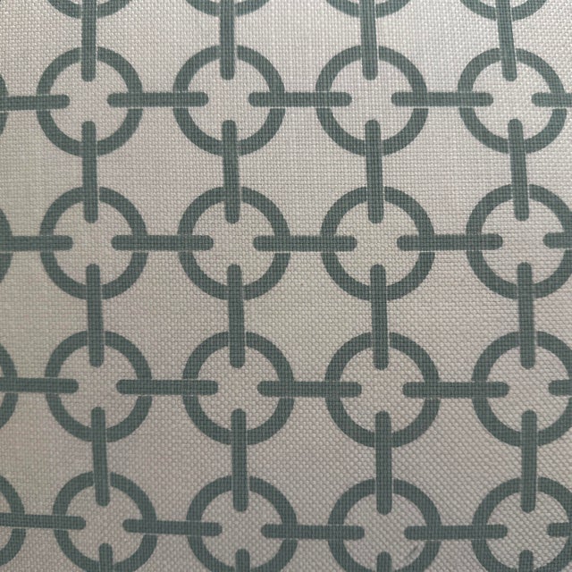 Handcrafted decorative pillow case. Double sided geometric sage green circles with off white background linen, 20”X20”,...