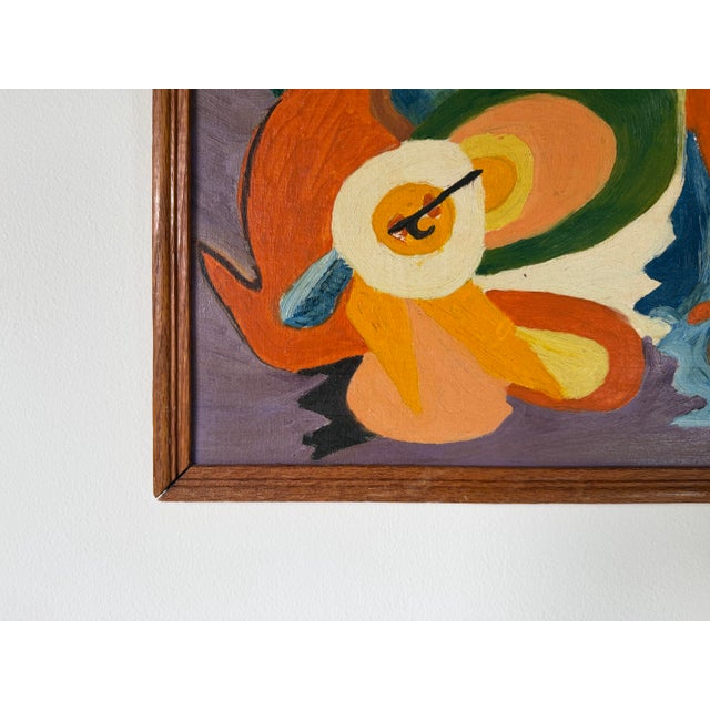 Wood 1975 Vintage E. Hanniferd Abstract Still Life Oil on Board Painting – Framed For Sale - Image 7 of 12