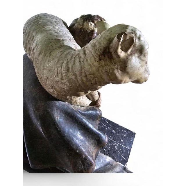 Brown Large Sculpture of a Shepherd, 1950 For Sale - Image 8 of 15