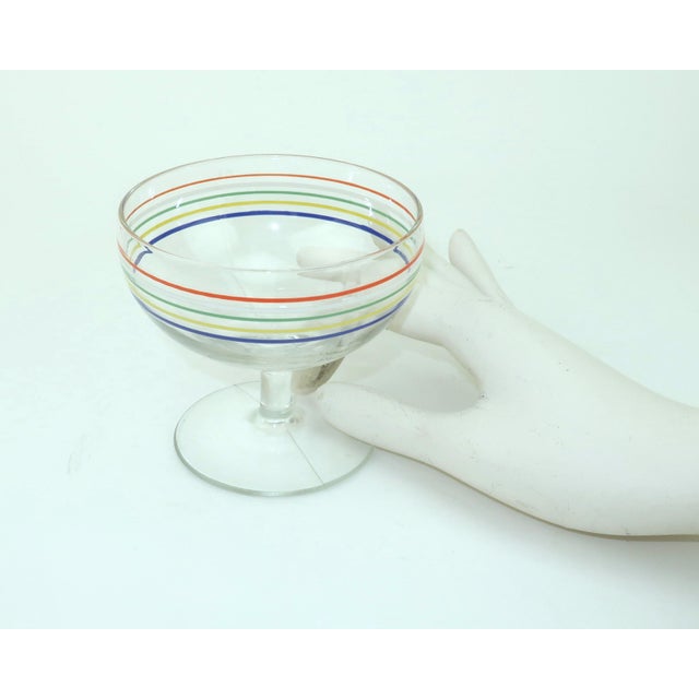 1950's Primary Color Striped Cocktail Sherbet Glasses, Set of 6 For Sale - Image 9 of 10