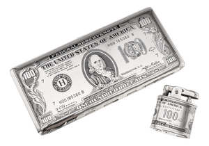 American Silver-Plated Cigarette Case and Lighter, Set of 2