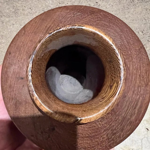 Wood 1960s Heavy Ebony Wood Vase Vessel For Sale - Image 7 of 9