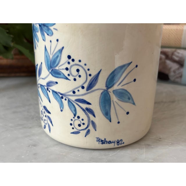 French Country 1980s Hand-Painted Folk Art Lidded Canister For Sale - Image 3 of 7