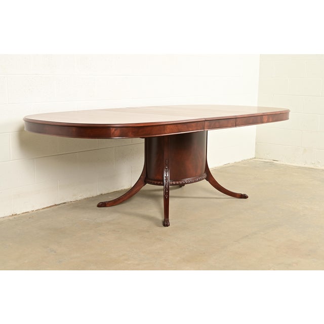 Romweber Romweber Regency Flame Mahogany Pedestal Extension Dining Table, Newly Refinished For Sale - Image 4 of 14