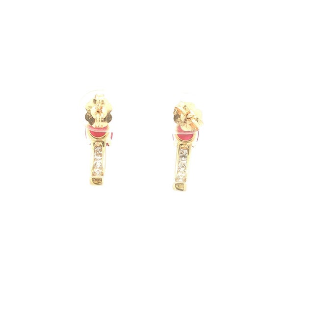 Modern Late 20th Pair of Ruby and Diamond J Shaped Hoops For Sale - Image 3 of 3