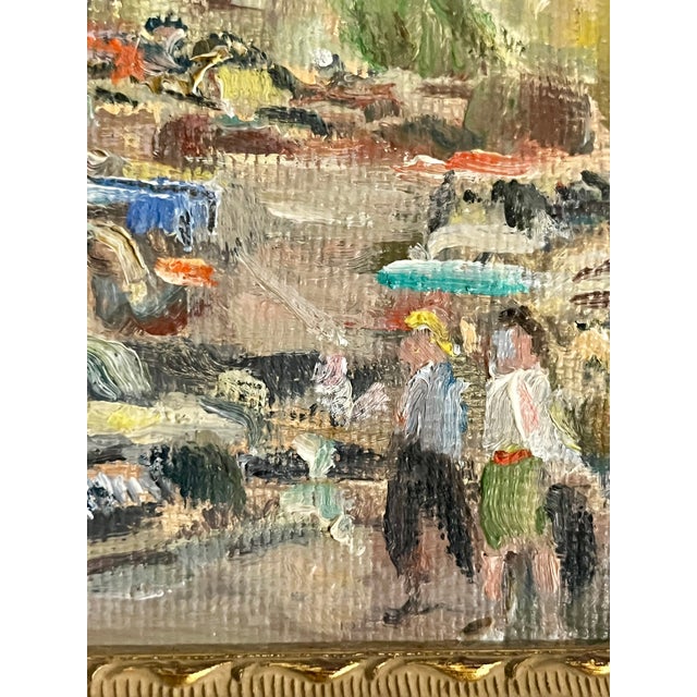 Blue Vintage Impressionist Oil Painting of Bolshoi Theatre in Gilt Frame | Impressionist Street Scene | Signed Original For Sale - Image 8 of 14