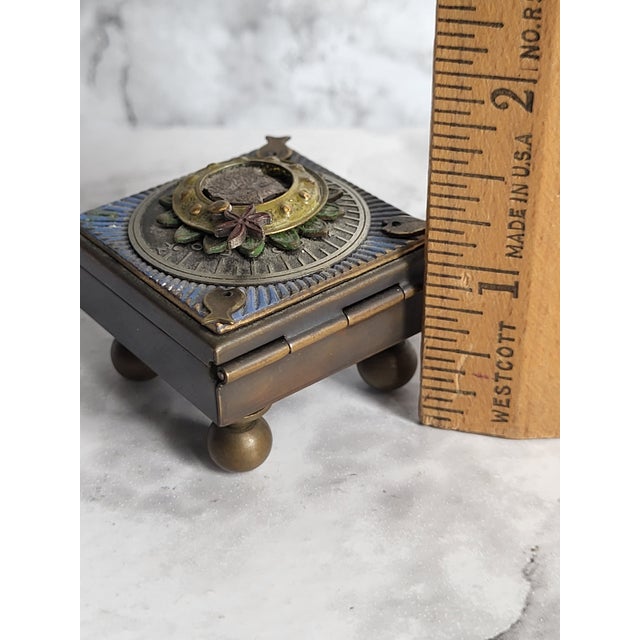 Metal 20th Century Ornate Brass Copper Trinket Box For Sale - Image 7 of 9