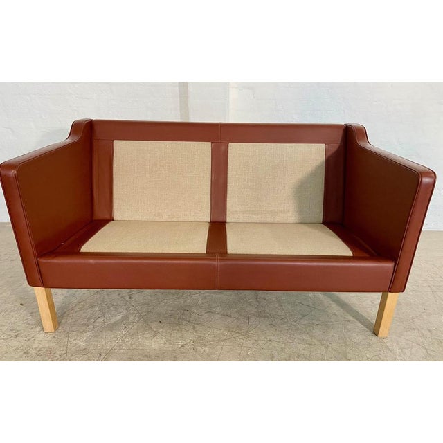 Mid-Century Danish Cognac Leather 2-Seater Sofa from Mogens Hansen For Sale - Image 17 of 18