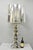 Vintage Italian Mid Century Modern Tall Stacked Sculptural Silver Ceramic Table Lamp with Original Metallic Silver Drum...