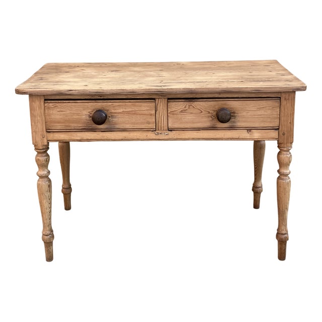 English Pitch Pine Console Table with Drawers For Sale
