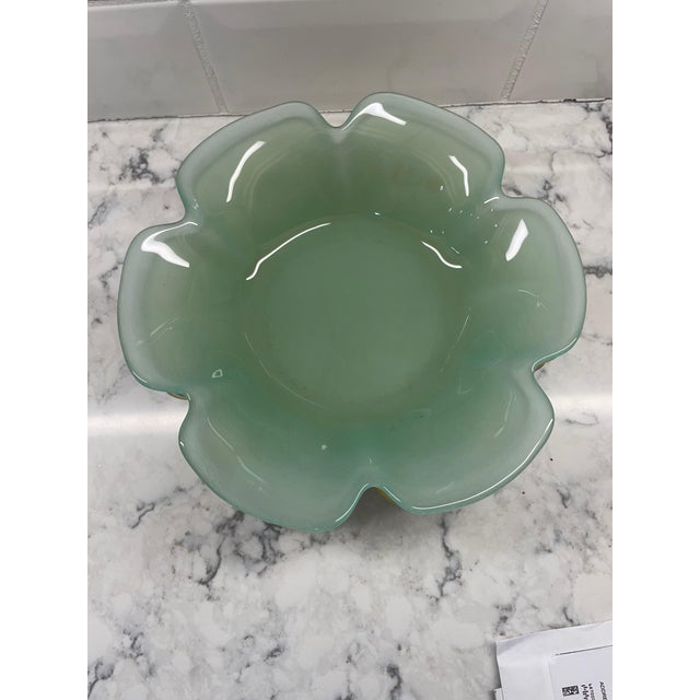 Yellow Vintage Pastel Colored Frosted Glass Flower Shaped Bowls- Set of 6 For Sale - Image 8 of 8