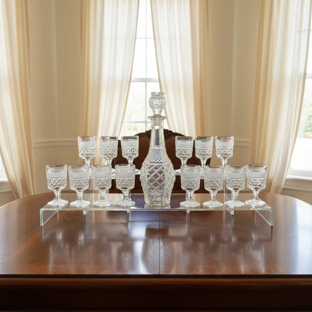 Late 20th Century Vintage Anchor Hocking Wexford Decanter with Stopper and 14 Wine Clear Glasses - 15 pcs For Sale - Image 5 of 11