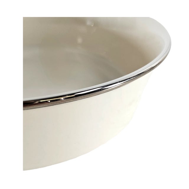 Late 20th Century Lenox Solitaire Round Serving Bowl Fine China Platinum For Sale - Image 5 of 7