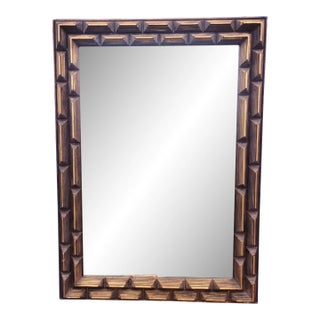 Vintage Antique Gold Double Layered Modern Rectangular Block Frame Wall Mirror For Sale