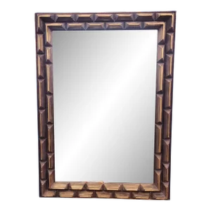 Vintage Antique Gold Double Layered Modern Rectangular Block Frame Wall Mirror