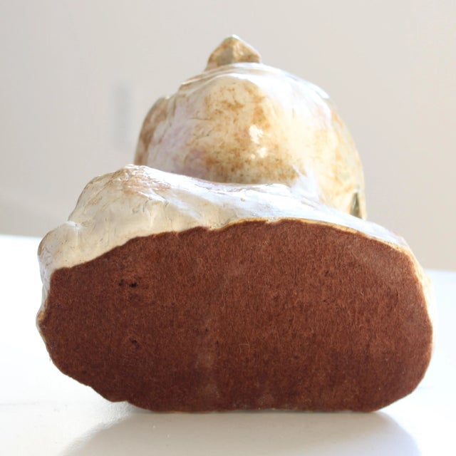 Olive Circa 1940's -1950's Male Bust Sculpture/Glazed Clay Pottery For Sale - Image 8 of 9