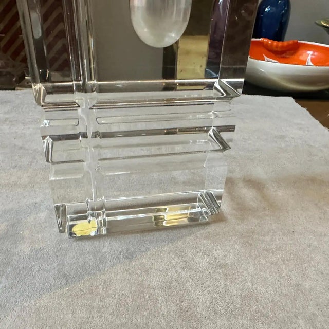 1970s Modernist Clear Plexiglass Rectangular Italian Vase For Sale - Image 9 of 10