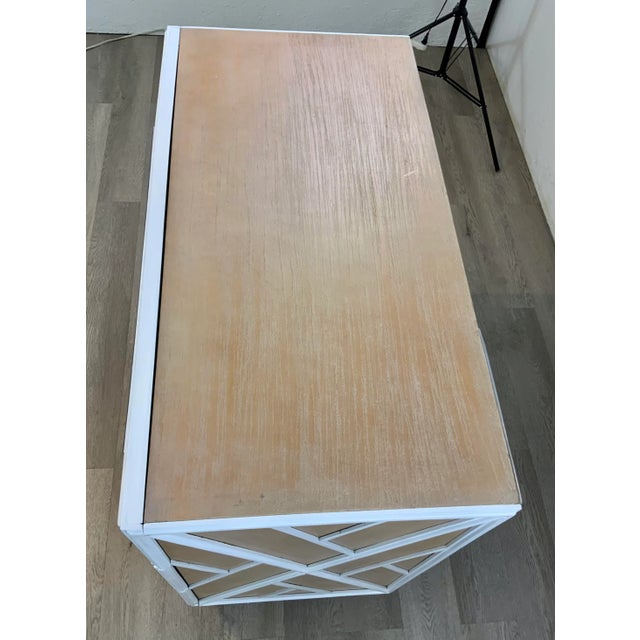 Modern Modern White and Tan Wood Chippendale Chest of Drawers For Sale - Image 3 of 7