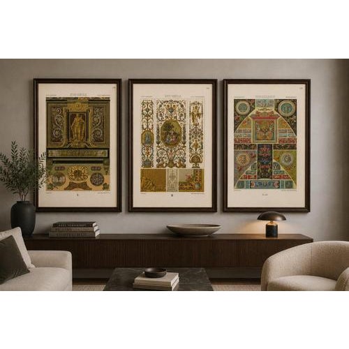 Racinet, Renaissance Decorative Panel, 1873, Chromolithographs, Set of 3 For Sale - Image 6 of 10