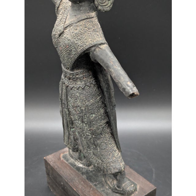 Black Early 20th Century Bronze Thai/Siamese Apsara Dancing Statue For Sale - Image 8 of 9