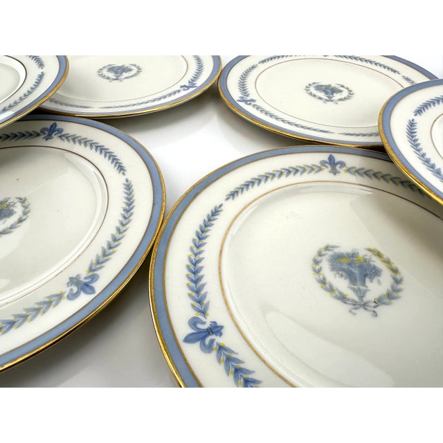 Ivory Vintage 1940s Lamberton Blue and Ivory Puritan China Small Plates- Set of 10 For Sale - Image 8 of 10
