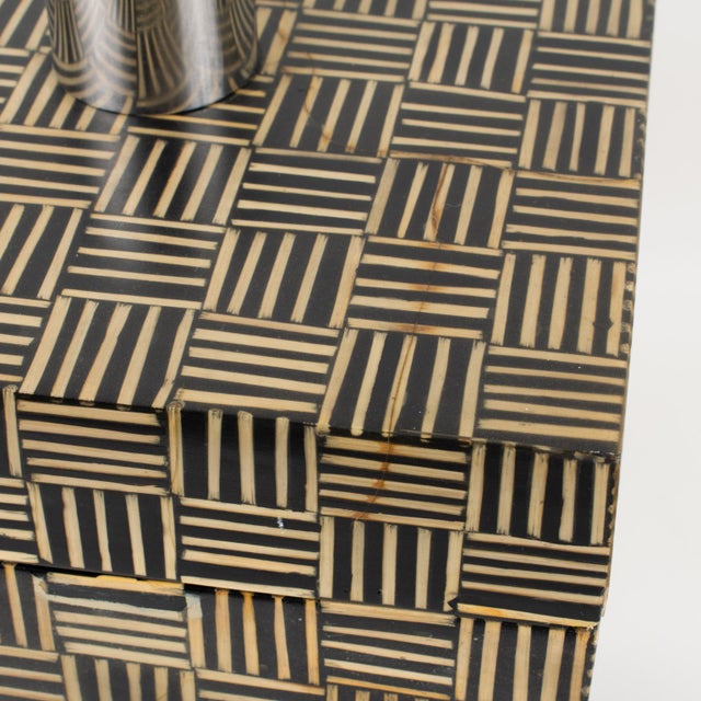Modernist Tall Box with Wood Marquetry Patchwork, 1970s For Sale - Image 13 of 13