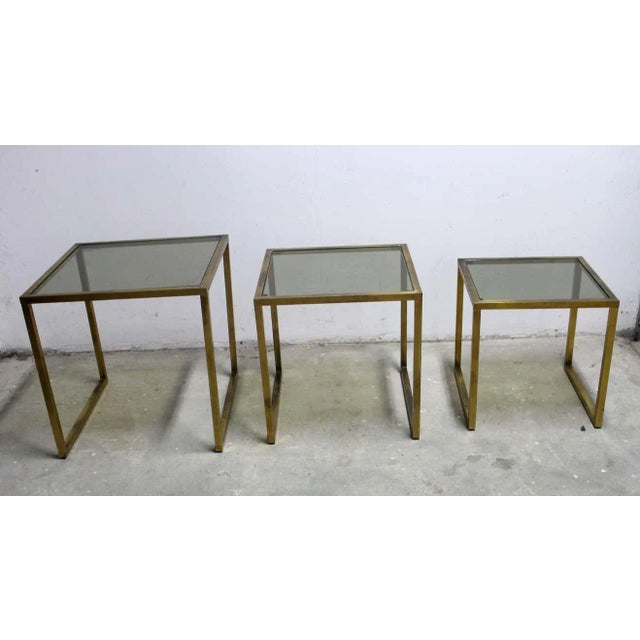 Italian Nesting Brass Tables - Set of 3 For Sale - Image 4 of 6