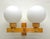 A double Swedish Modern Pine wood Wall lamp with white opaline glass shades made by Aneta in the 1970s. Good quality pine...
