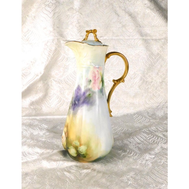 Contemporary 1920s Signed Floral Chocolate Pot With Lid For Sale - Image 3 of 14