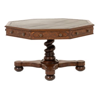 Large 19th Century English Oak Drum Table For Sale