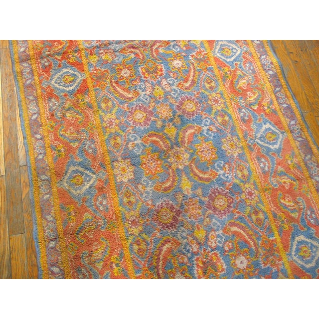 Indian Small Scatter Size Light Sky Blue Ground Color Rustic Tribal Geometric Herati Design Antique Indian Cotton Agra Rug For Sale - Image 3 of 5