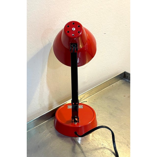 1960s Mid Century Modern Red Metal Articulating Desk Lamp For Sale - Image 4 of 5