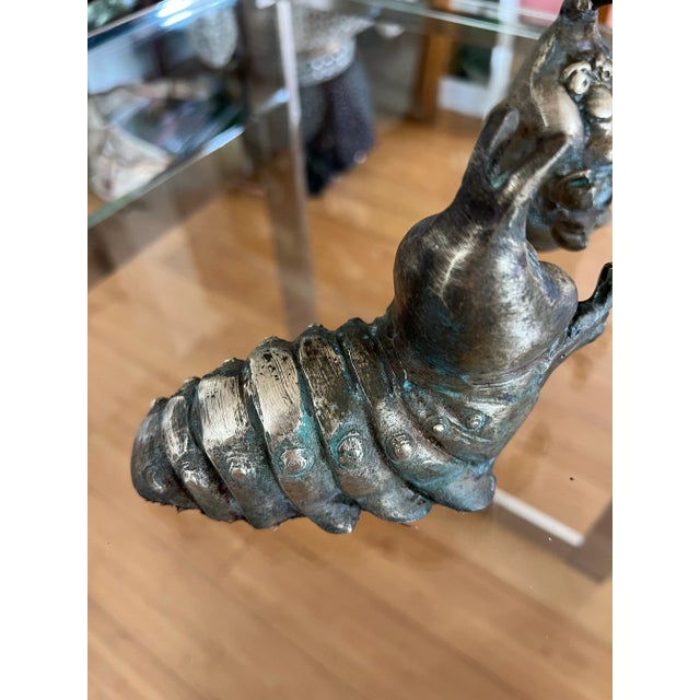 Pair of 1970s Brass Caterpillar Bookends For Sale - Image 4 of 11