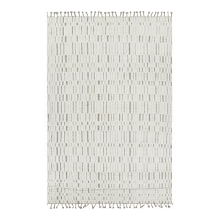 Rug & Kilim’s Contemporary Rug in White with High-Low Geometric Patterns - 12x15 For Sale