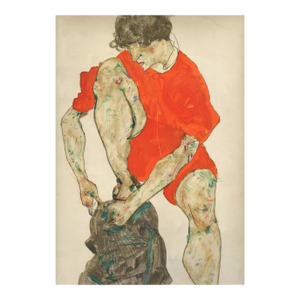 Schiele Lithograph 38 Female in Flame Colored Dress