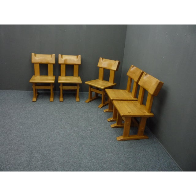 Mid-Century Modern Oak Dining Chairs, 1980s Set of 5 For Sale - Image 3 of 16