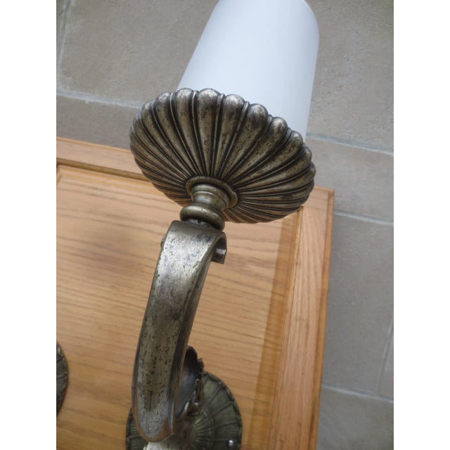 French Zinc Candle Sconces Beaux Arts Style Vintage 50s'-Apair of 2 For Sale - Image 9 of 11