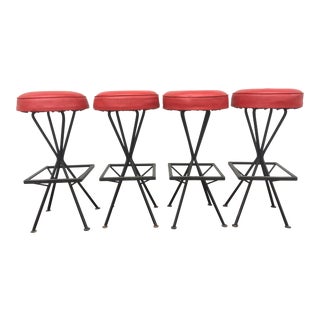 Vintage Mid-Century Modern Bar Stools - Set of 4 For Sale