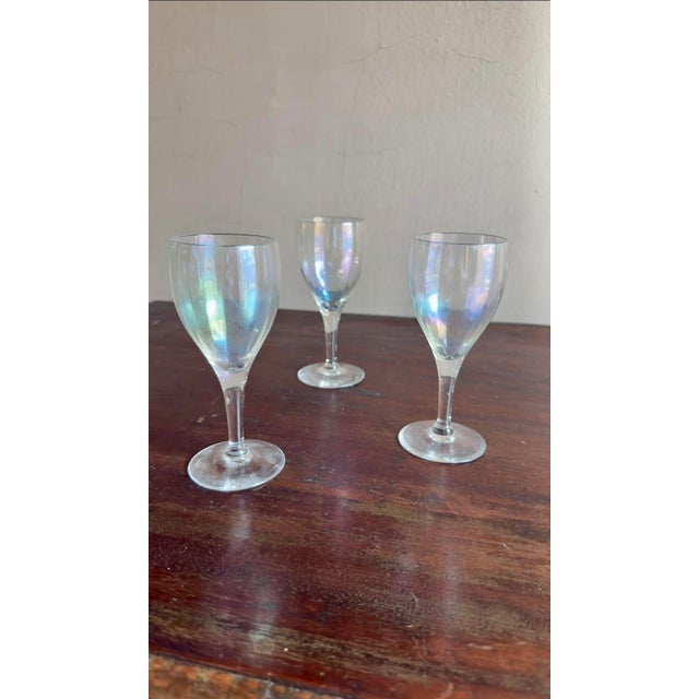 These iridescent liquor /wine glasses are part of the Iris Lustre (Non-Optic) pattern by Toscany Crystal, and they are...