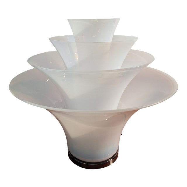 Table Lamp Petal Model with 4 Opalescent Glasses and Floral Motifs from Murano For Sale