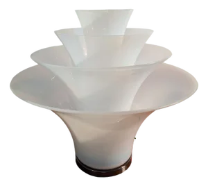 Table Lamp Petal Model with 4 Opalescent Glasses and Floral Motifs from Murano