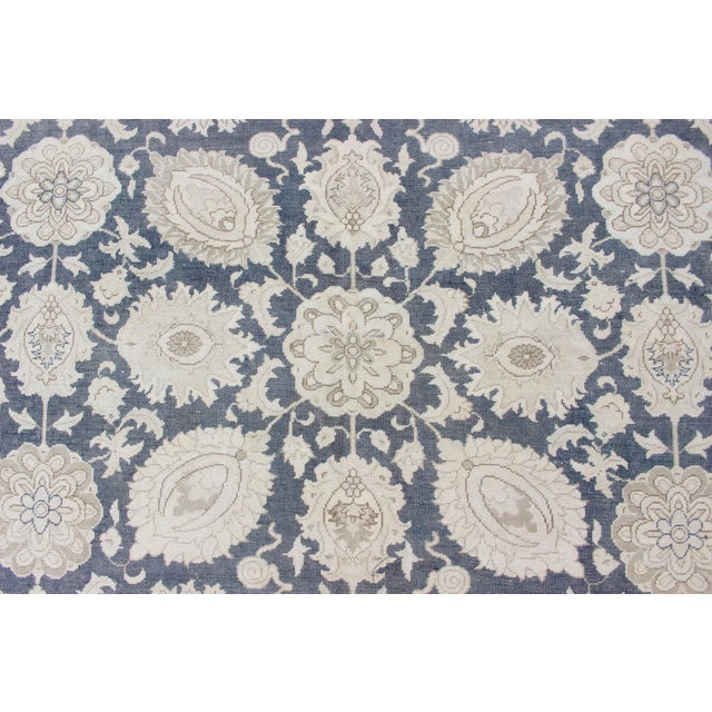 Large Vintage Tabriz Rug With All-Over Motif Design in Steel Gray and Tan 11'5 X 15'11 For Sale - Image 11 of 13