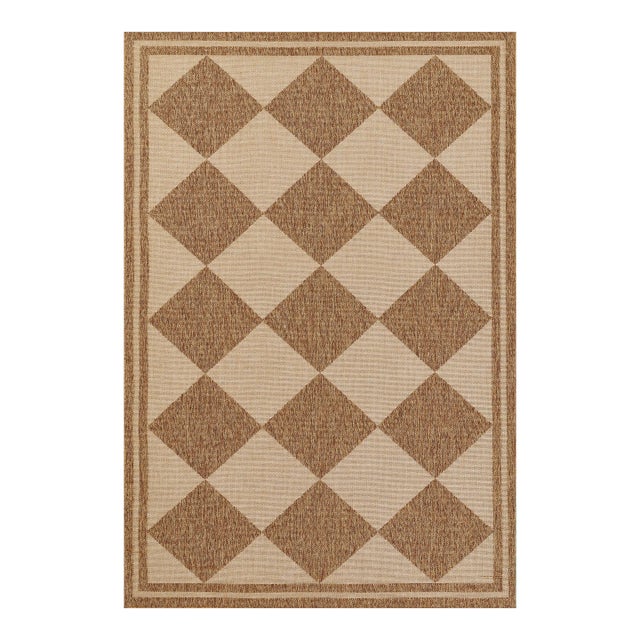 Erin Gates by Momeni Saybrook Diamond Natural Indoor/Outdoor Area Rug 8' X 10' For Sale