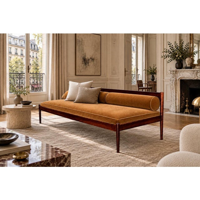 Brazilian Modern Sculpted Daybed in Solid Rosewood & Mohair by Novo Rumo, Brazil, 1960s For Sale - Image 16 of 18